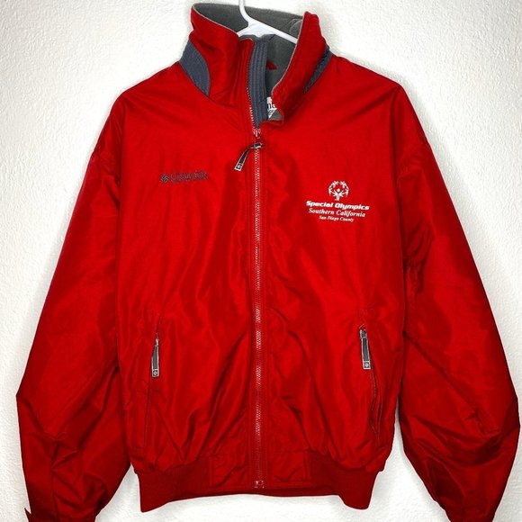 Columbia men's size Small red and grey winter jacket with fleece lining. - Picture 1 of 7